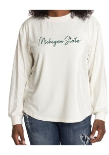 Flying Colors Michigan State Spartans Womens Ivory Carly Corduroy Crew Sweatshirt