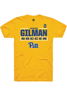 Jackson Gilman Rally Mens Gold Pitt Panthers NIL Stacked Box Player T Shirt