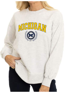 Flying Colors Michigan Wolverines Womens Grey Yvette Crew Sweatshirt