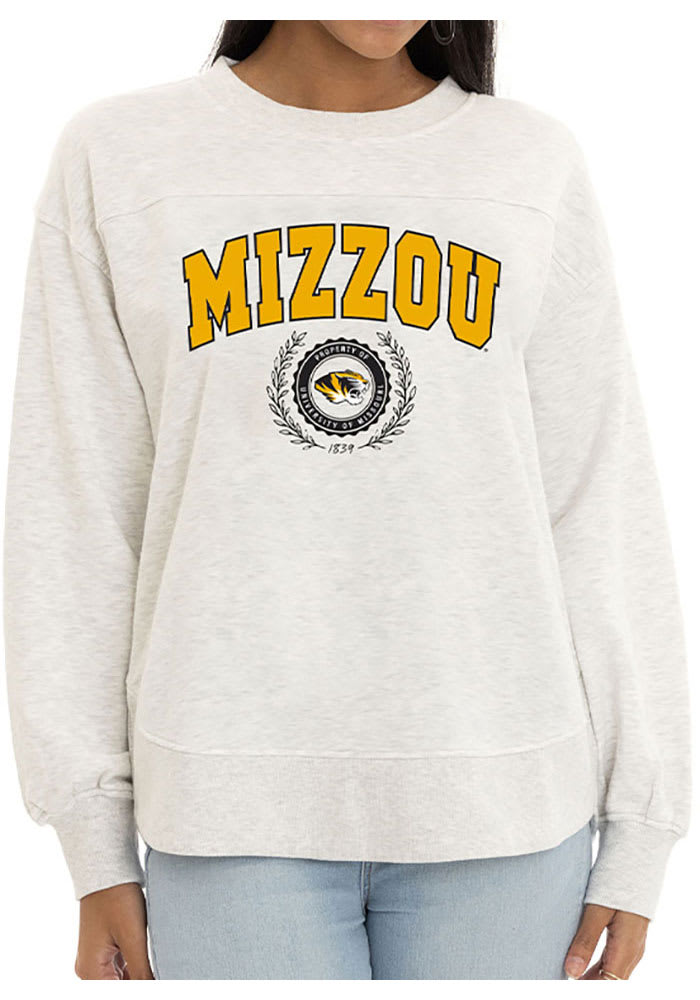Missouri Tigers Womens Grey Yvette Crew Sweatshirt
