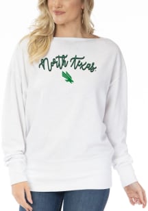 Flying Colors North Texas Mean Green Womens White Lainey Crew Sweatshirt