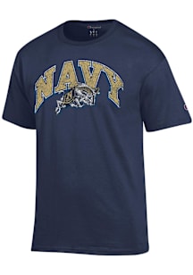 Champion Navy Midshipmen Navy Blue DISTRESSED ARCH MASCOT Short Sleeve T Shirt