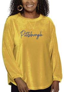 Flying Colors Pitt Panthers Womens Gold Carly Corduroy Crew Sweatshirt