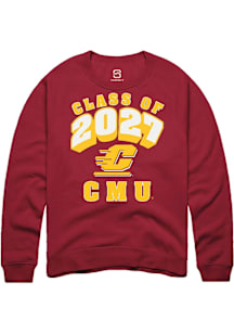 Summit Sportswear Central Michigan Chippewas Mens Maroon Class of 2027 Long Sleeve Crew Sweatshirt