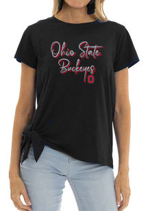 Flying Colors Ohio State Buckeyes Womens Black Sophie Side Tie Short Sleeve T-Shirt