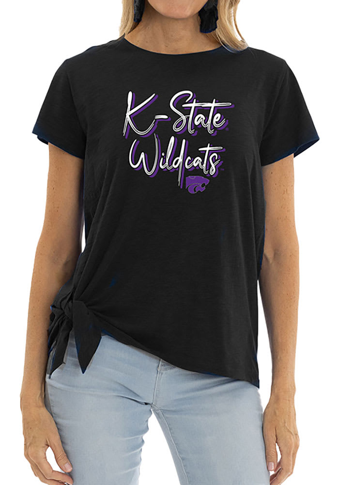 K-State Wildcats Womens Black Sophie Side Tie Short Sleeve T-Shirt