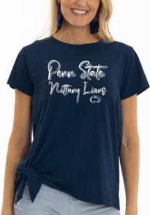 Flying Colors Penn State Nittany Lions Womens Navy Blue Sophie Side Tie Short Sleeve T-Shirt