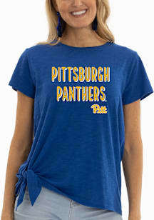 Flying Colors Pitt Panthers Womens Blue Sophie Side Tie Short Sleeve T-Shirt