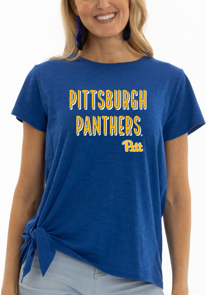 Pitt Panthers Womens Blue Sophie Side Tie Short Sleeve T-Shirt