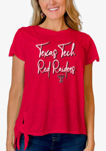 Flying Colors Texas Tech Red Raiders Womens Red Sophie Side Tie Short Sleeve T-Shirt