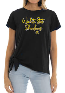 Flying Colors Wichita State Shockers Womens Black Sophie Side Tie Short Sleeve T-Shirt