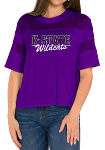 Flying Colors K-State Wildcats Womens Purple Avery Mesh Yoke Short Sleeve T-Shirt