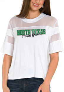 Flying Colors North Texas Mean Green Womens White Avery Mesh Yoke Short Sleeve T-Shirt