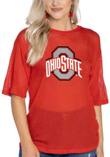Flying Colors Ohio State Buckeyes Womens Red Mallory Mesh Short Sleeve T-Shirt