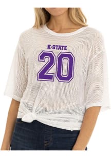 Flying Colors K-State Wildcats Womens White Mallory Mesh Short Sleeve T-Shirt