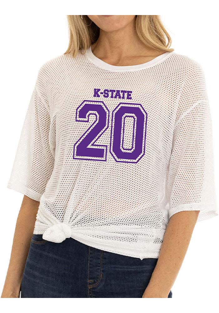 K-State Wildcats Womens White Mallory Mesh Short Sleeve T-Shirt