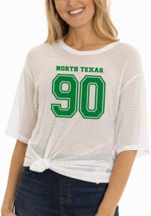 Flying Colors North Texas Mean Green Womens White Mallory Mesh Short Sleeve T-Shirt