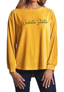 Flying Colors Wichita State Shockers Womens Gold Carly Corduroy Crew Sweatshirt