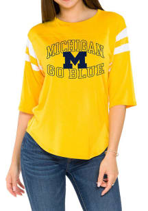 Flying Colors Michigan Wolverines Womens Gold Abigail LS Tee