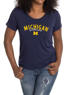 Flying Colors Michigan Wolverines Womens Navy Blue Scarlett Short Sleeve T-Shirt