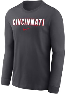 Mens Cincinnati Bearcats Grey Nike Legend Wordmark Long Sleeve T-Shirt