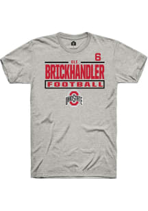 Eli Brickhandler Rally Mens Ash Ohio State Buckeyes NIL Stacked Box Player T Shirt
