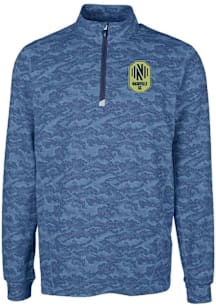 Cutter and Buck Nashville SC Mens Navy Blue Traverse Camo Long Sleeve Qtr Zip Pullover