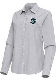 Antigua Seattle Kraken Womens Porter Long Sleeve Ash Dress Shirt