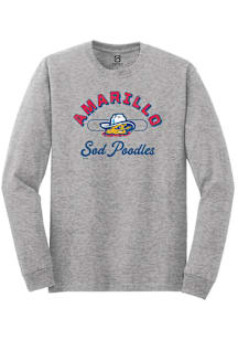 Summit Sportswear Amarillo Sod Poodles Grey Vintage Arch Script Long Sleeve T Shirt