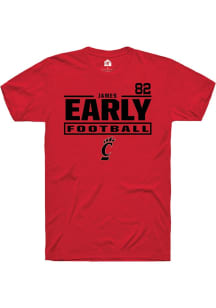 James Early Rally Mens Red Cincinnati Bearcats NIL Stacked Box Player T Shirt