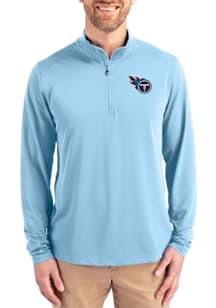 Cutter and Buck Tennessee Titans Mens Light Blue Virtue Eco Pique Long Sleeve Qtr Zip Pullover