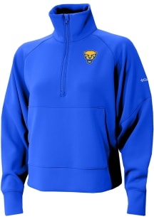 Womens Pitt Panthers Blue Columbia Heat Seal Wickham Hills Qtr Zip Pullover