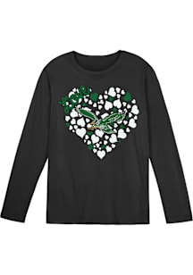 Philadelphia Eagles Girls Black Heart of Hearts Long Sleeve T-Shirt