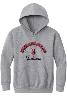 Summit Sportswear Indianapolis Indians Youth Grey Vintage Arch Script Long Sleeve Hoodie