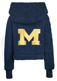 Jill Martin Michigan Wolverines Womens Navy Blue Cropped Embroidered Lounger Medium Weight Jacket