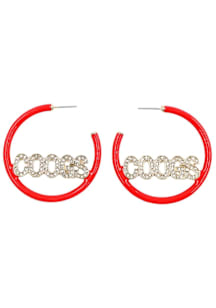 Houston Cougars Pave Enamel Hoop Womens Earrings