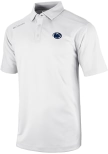 Mens Penn State Nittany Lions White Columbia Heat Seal Omni Wick Shotgun Short Sleeve Polo Shirt