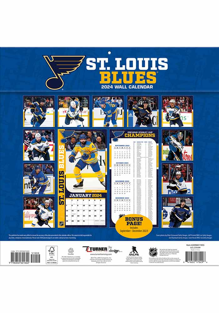 St Louis Blues 2024 Team Wall 12x12 Calendar   7130621 1 