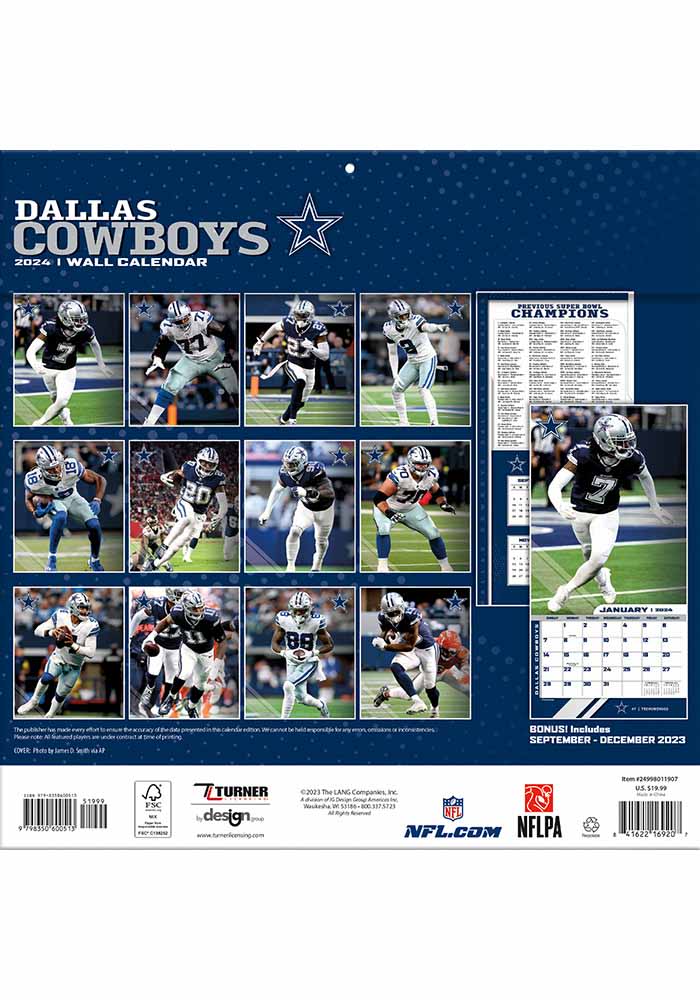 Dallas Cowboys 2024 Team Wall 12x12 Calendar