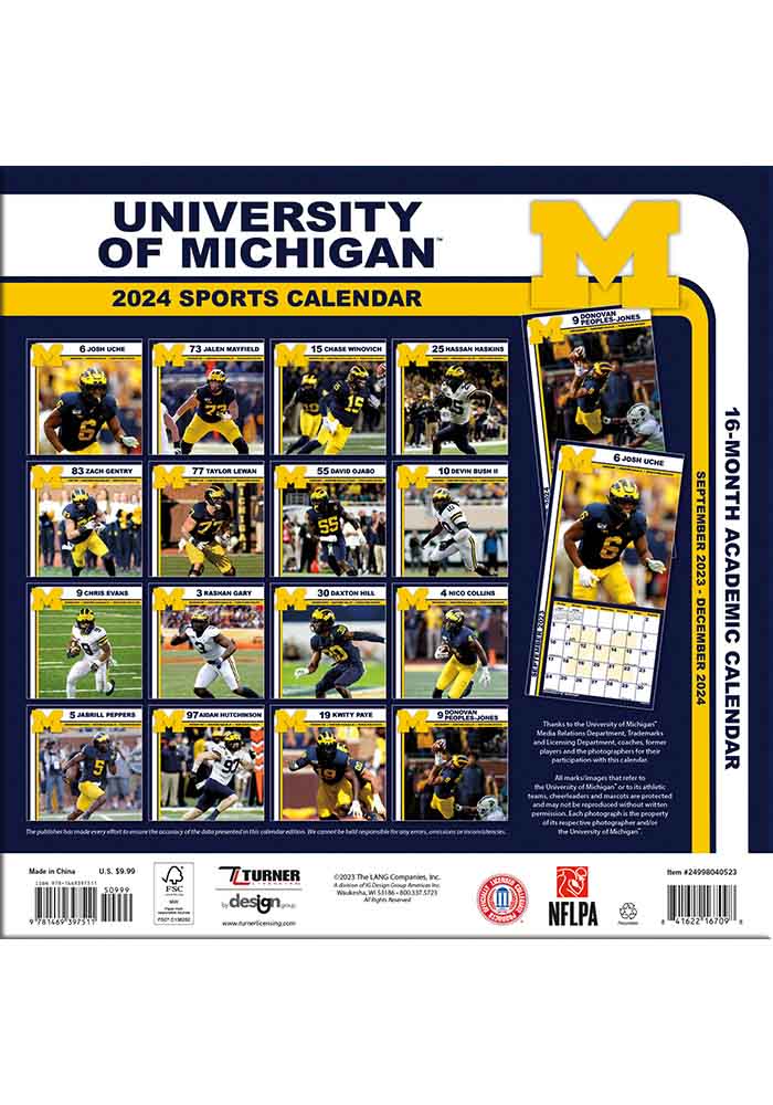 Michigan Wolverines 2024 Mini Wall Calendar