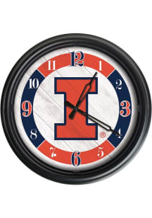 Black Illinois Fighting Illini Outdoor LED Wall Clock