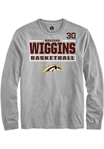 Morasha Wiggins Western Michigan Broncos Grey NIL Stacked Box Long Sleeve Player T Shirt