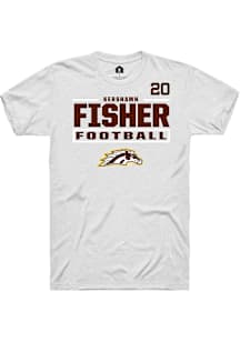 Kershawn Fisher Western Michigan Broncos White Football NIL Stacked Box Short Sleeve Player T Shir..