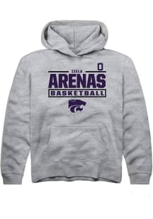 Izela Arenas Rally Youth Grey K-State Wildcats NIL Stacked Box Long Sleeve Player Hoodie