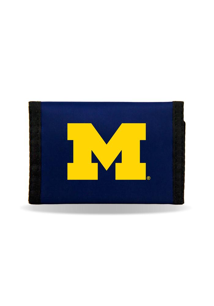 BLUE Nylon Michigan Wolverines Mens Trifold Wallet - 7140663