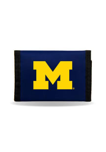 Nylon Michigan Wolverines Mens Trifold Wallet - Navy Blue