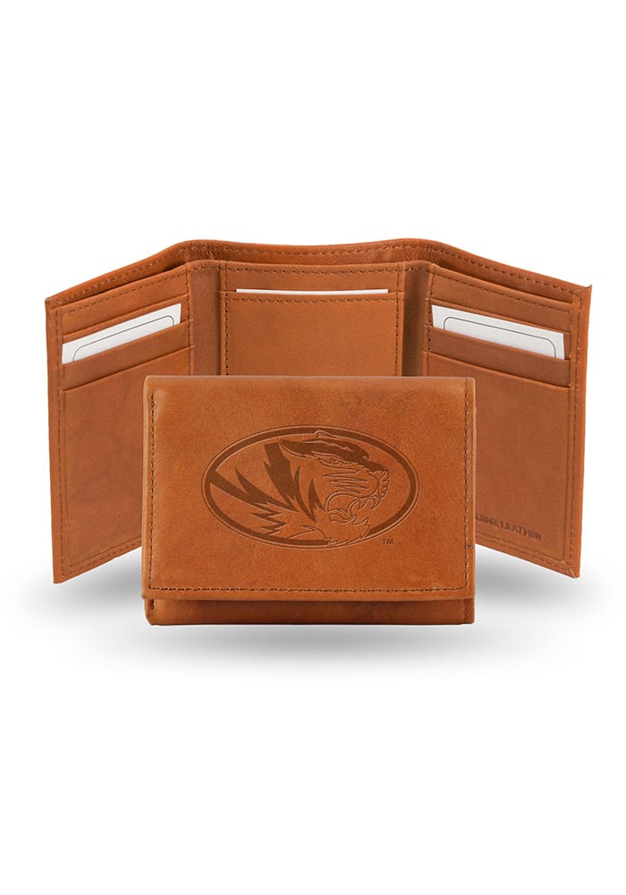 Missouri Tigers Embossed Leather Mens Trifold Wallet
