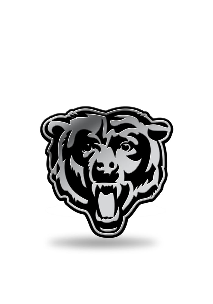 Car NFL Chicago Bears Emblem Sticker Badge Adhesive Silver+Black