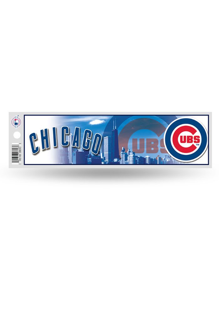 Chicago Cubs 3x11.5 Bumper Sticker - Navy Blue