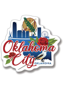 Oklahoma City Skyline and State Flowers Magnet